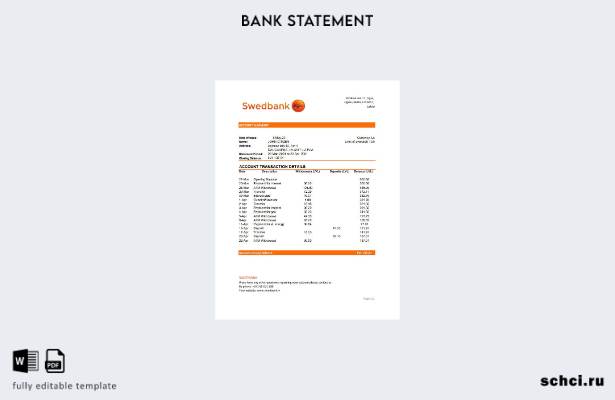 цифровая загрузка шаблона Excel выписки из банка Swedbank в Латвии